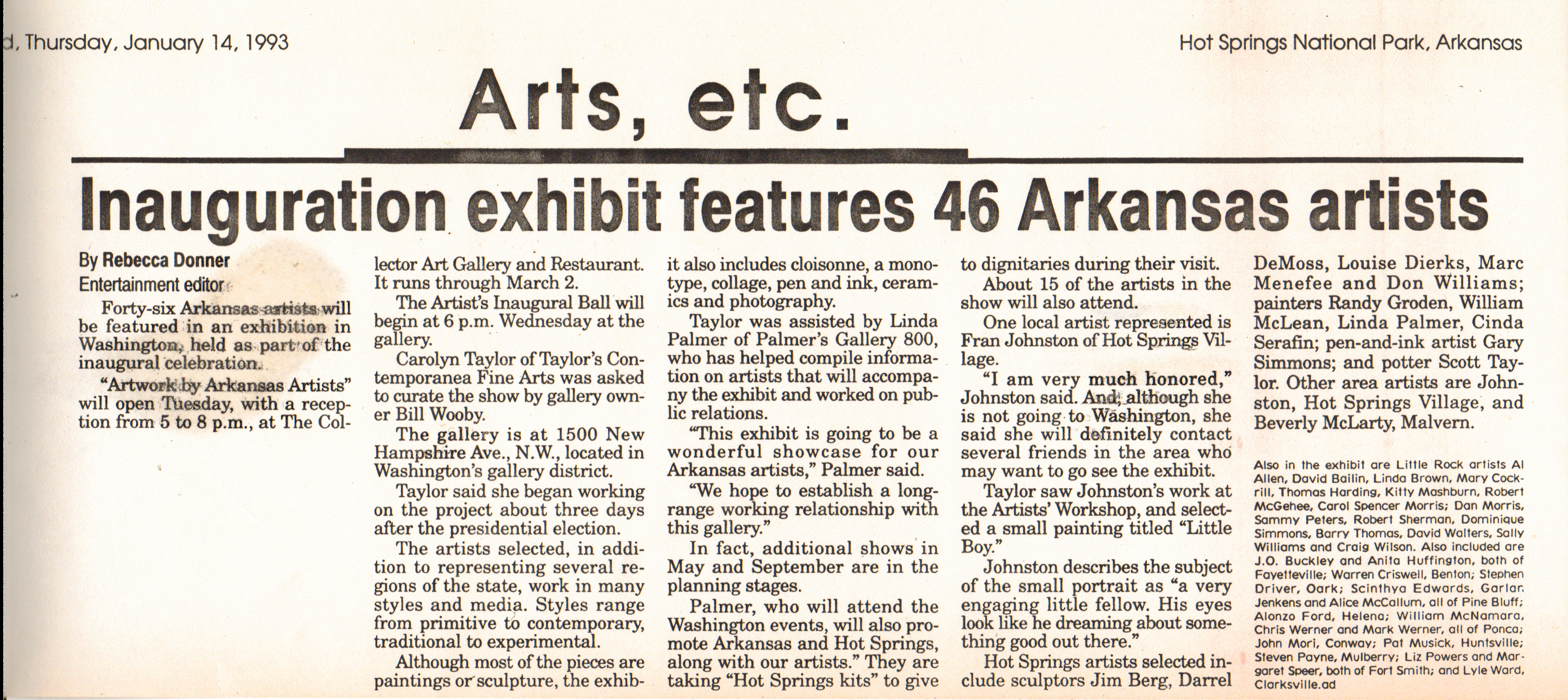 Presidential Inaugural Art Exhibit, 1992